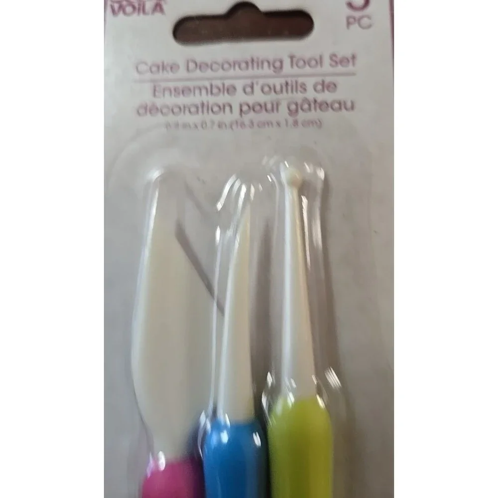 Voila 3 Piece Cake Decorating Modeling Tool Set - Pink Blue Green White